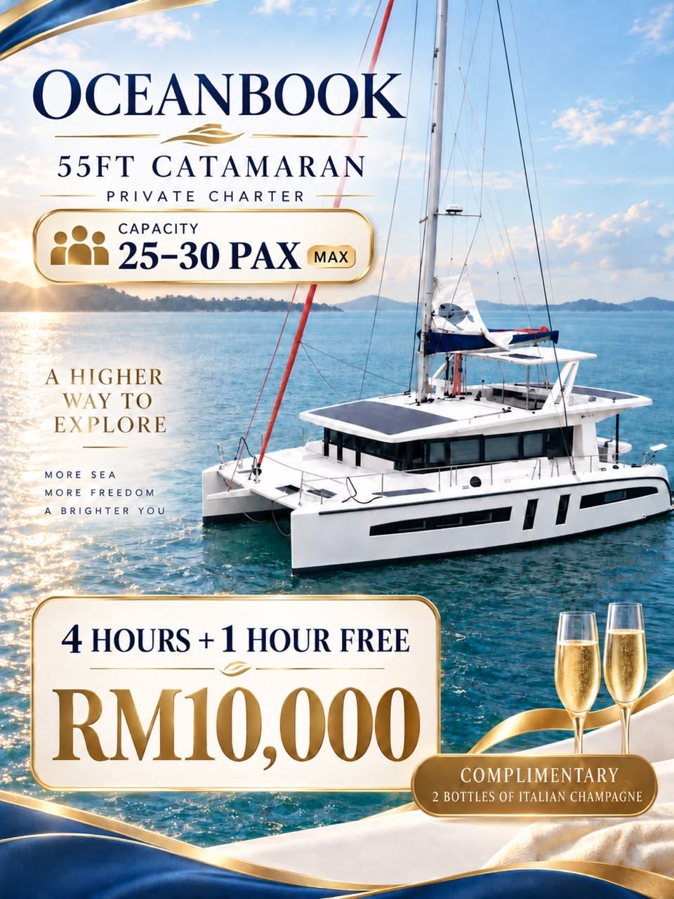 PROMARK OCEANBOOK 55FT Luxury Catamaran Private Charter