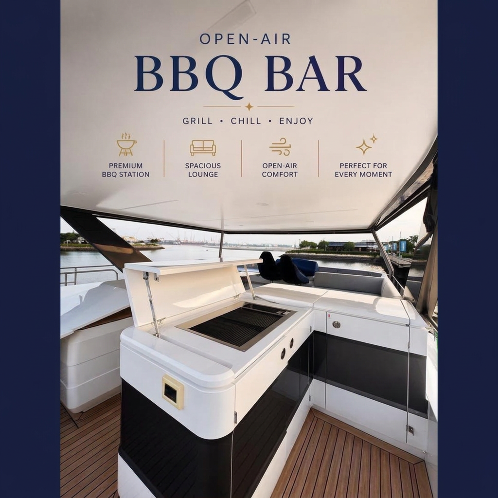 Open-air BBQ bar aboard Ange Etoile