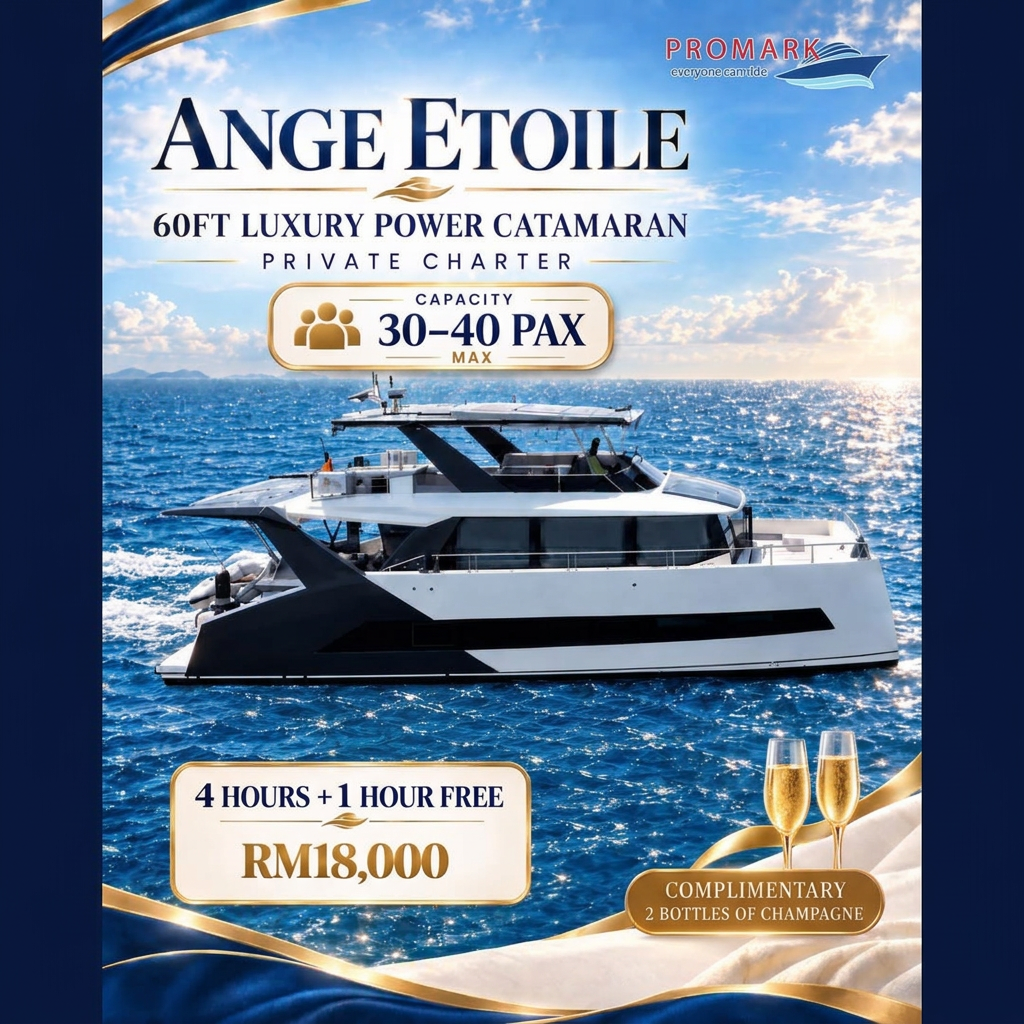 PROMARK Ange Etoile 60ft luxury power catamaran private charter package